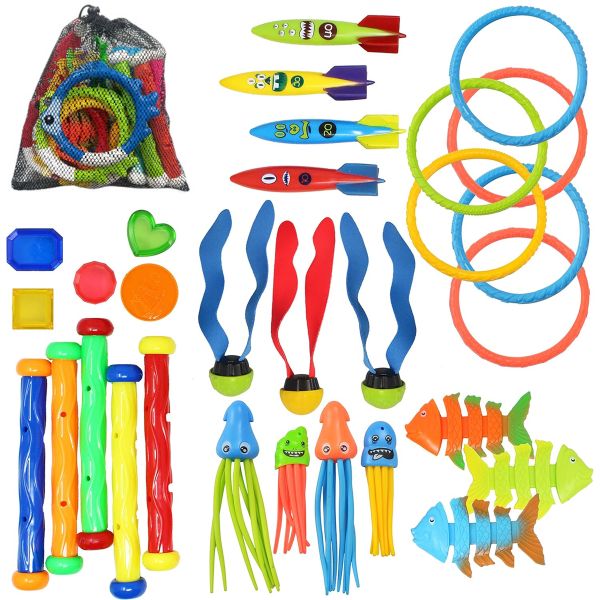 30 Pack Kids Pool Toys Diving Swimming Games with Storage Bag Summer Fun