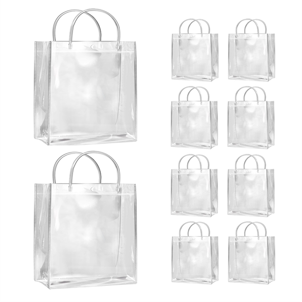 10Pcs Clear Gift Bags with Handles for Jewelry Candy Christmas
