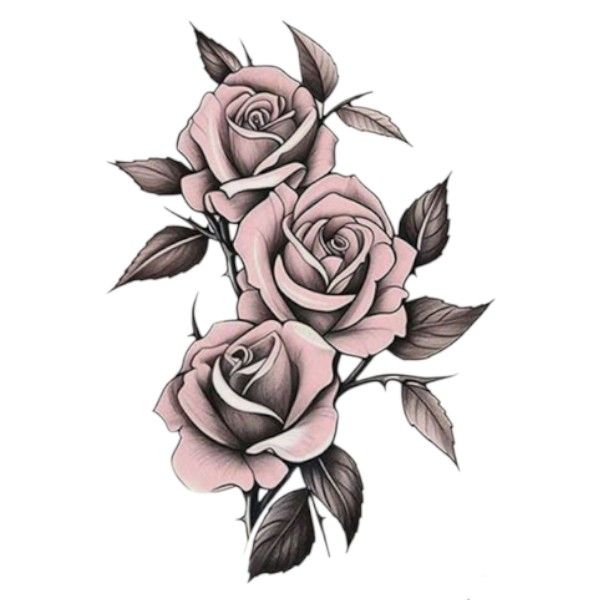 Elegant Pink Rose Temporary Tattoo Sticker - Pink