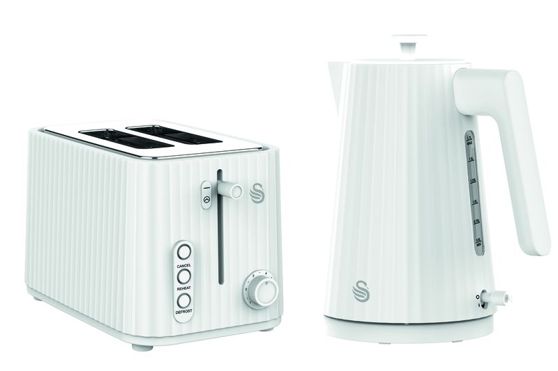 Swan Wave 1,7 Litre Cordless Kettle &amp; 2 Slice Toaster Breakfast Pack White