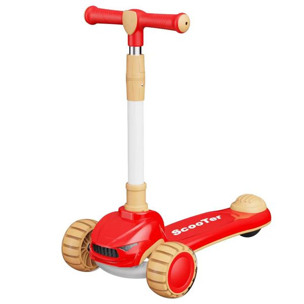 Kiddie 3 Wheel Kick Scooter with Flashing Wheels - Red