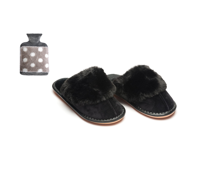 Fluffy Women's Slippers &amp; Hot Water Bottle