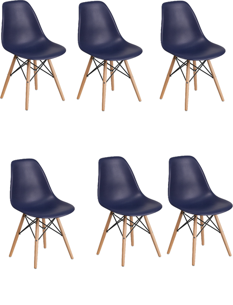 UJ Wood Leg Chairs- Pack of 6- Black