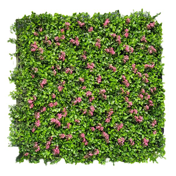 Set of 4 Artificial Furn Faux Leaves Wall Panel with Flowers (50 x 50cm)