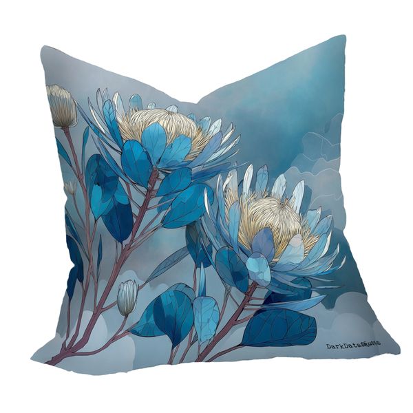 Azure Bloomscape Luxury Scatter Cushion by Wikus Schalkwyk