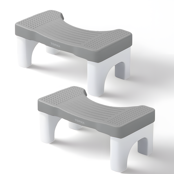 Topika 2PC Ergonomic Toilet Stool for Adults &amp; Kids, Non-Slip Bathroom Step
