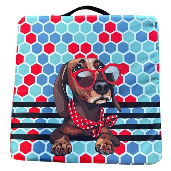 Outdoor Stadium Cushion - Dachshund Wearing Read Sunglasses Relaxing