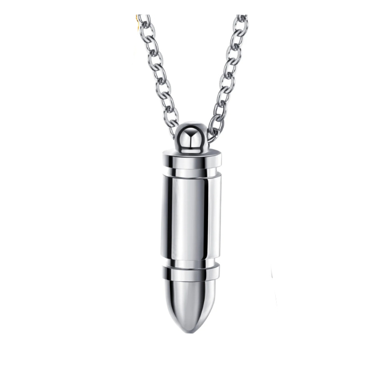 Stainless Steel Bullet Pendant Cremation Urn Memorial Necklace | Shop ...