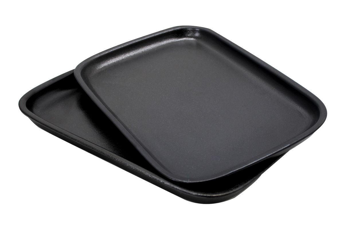 29x19cm 2 Piece Rectangular Stoneware Serving Platters Warm Charcoal