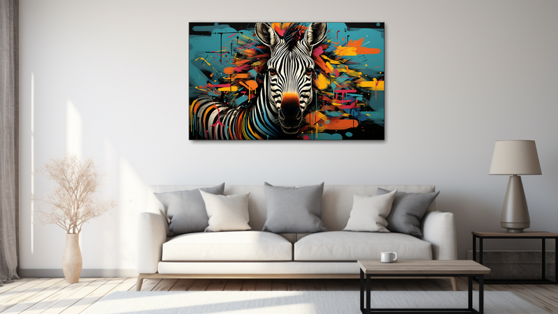 Canvas Wall Art - Zebra Graffiti Art - HD0238