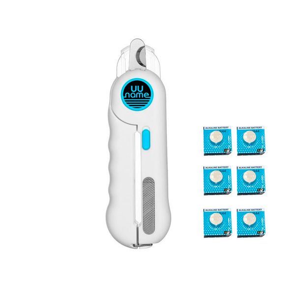 Uuname Pet Nail Clippers with LED Light Dog Cat Grinder Cutter &amp;6 Batteries