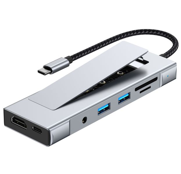 TechZA 8-in-1 USB-C Hub with M.2 SSD Enclosure, HDMI, USB 3.0 &amp; PD TZ-HB05