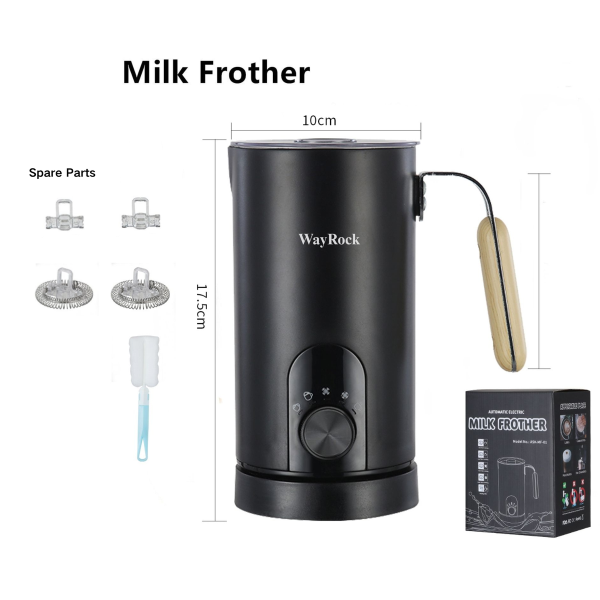 WayRock 5-in-1 Electric Milk Frother and Steamer, Auto Shut Down