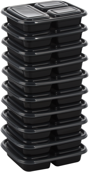 O2 Store 3 Compartment Storage Containers - 1000ml - Set of 10