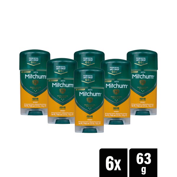 Mitchum Men Antiperspirant &amp; Deodorant Gel Sport 63g x 6 Pack