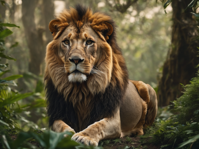 Canvas Wall Art - Lion In The Jungle 01 Artwork