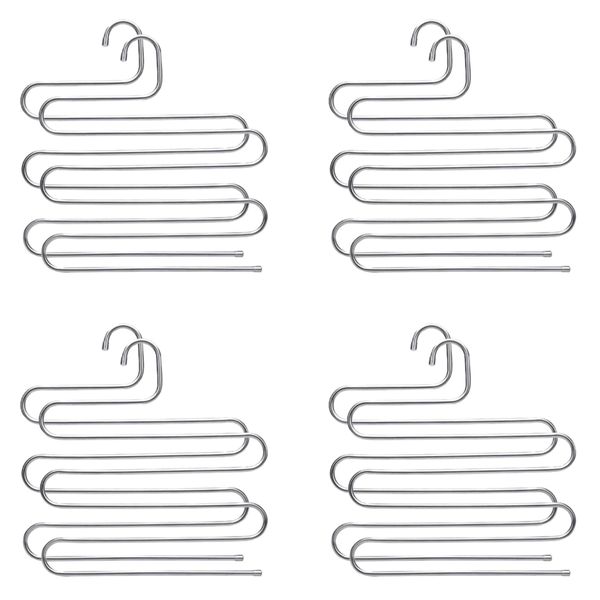 HomeFX - S-Type Stainless Steel Clothes Pants Hanger - 8-Pack