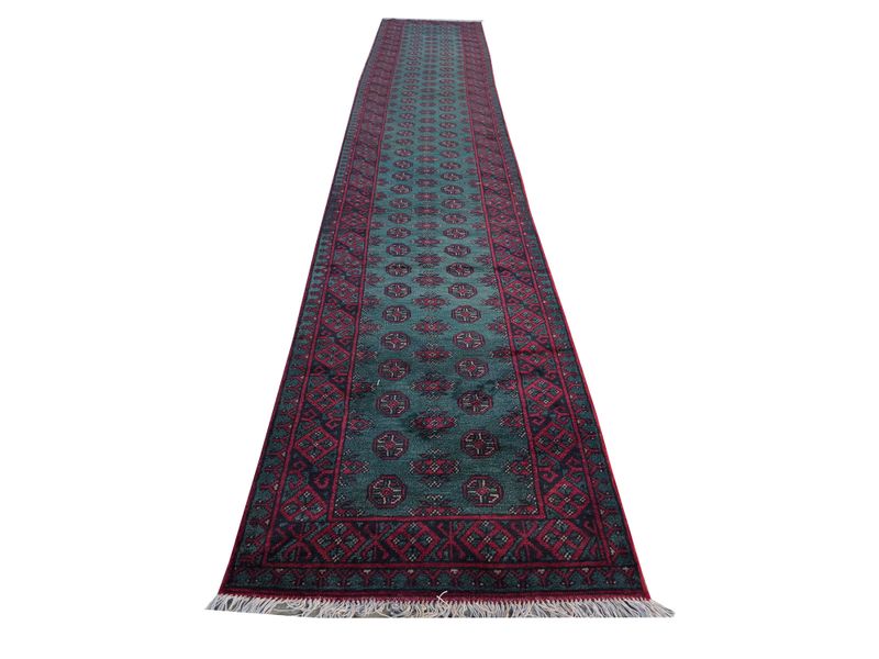 GenuinRugs - Gorgeous green Kunduz Bukhara Carpet runner 584 x 81 cm