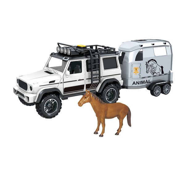 Toystar Off-road Vehicle with Trailer and horse with Sound, Lights (41cm Long)