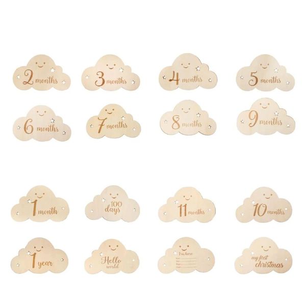 Cloud Shaped Wooden Milestone Disc