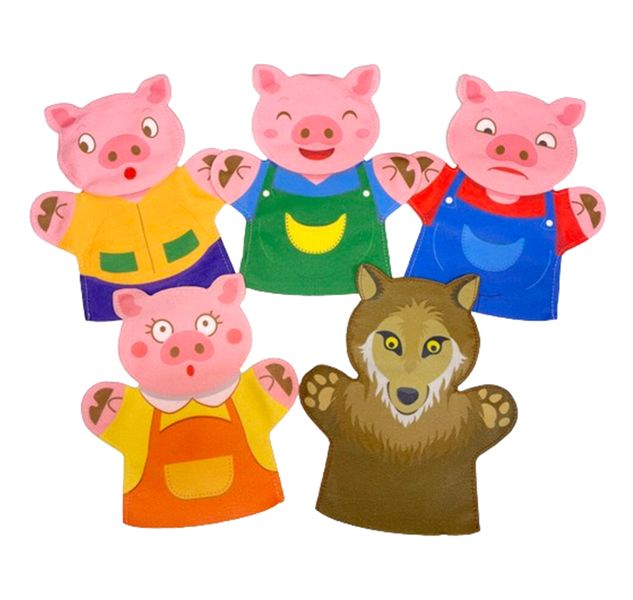 Story Telling: The Three Little Pigs Hand Puppet Set - 5 Piece