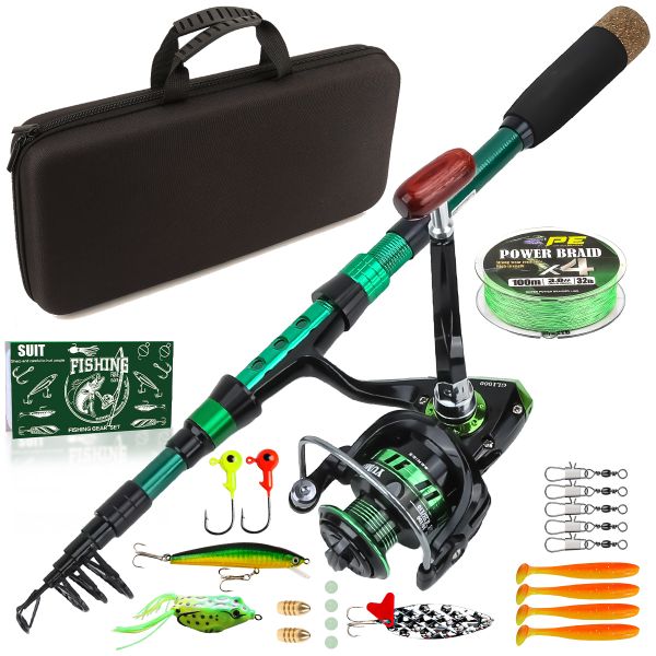 1.8m Carbon Fiber Telescopic Fishing Rod &amp; Reel Combo with Tackle Kit
