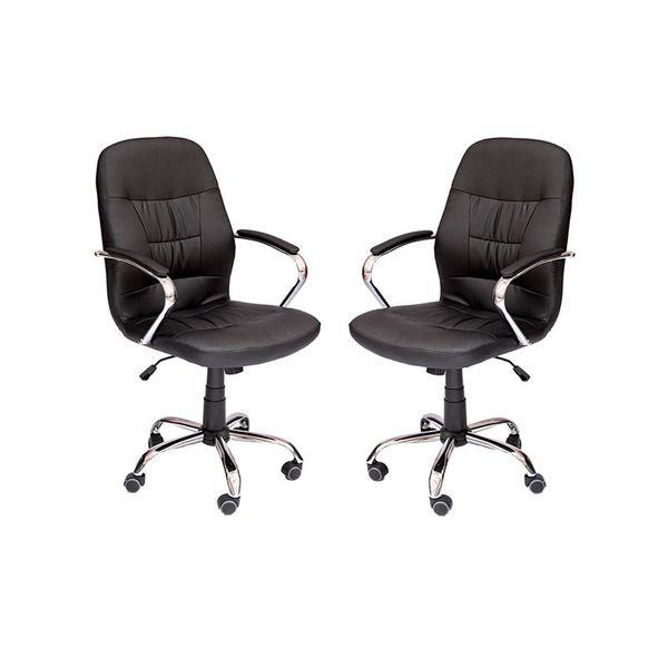 Set Of 2 High Back PU Leather Swivel And Tilt Office Chair 810