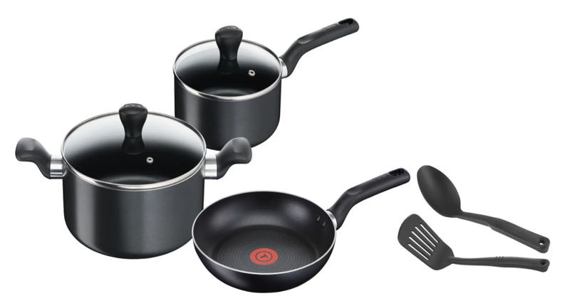 Tefal Black Aluminum Non-Stick 7 Piece Cookware Set