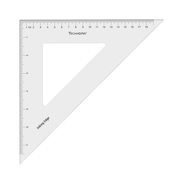TechnoArt Set Square - Technical - 45 Degree 20cm - Clear