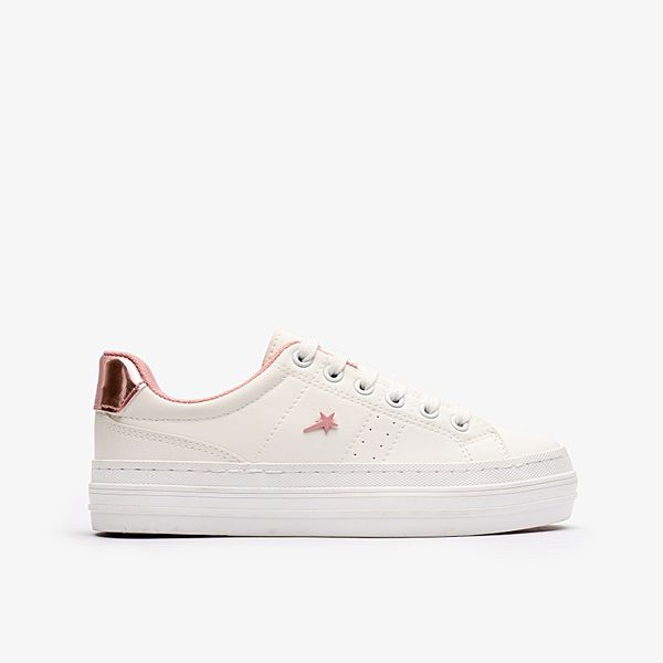 Soviet Womens Mystic Lace-Up Sneaker - White/Pink Gold