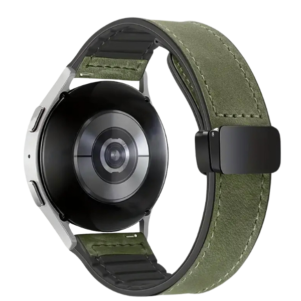 Faux Leather Strap for Garmin Vivoactive 4 (22mm) -Army Green