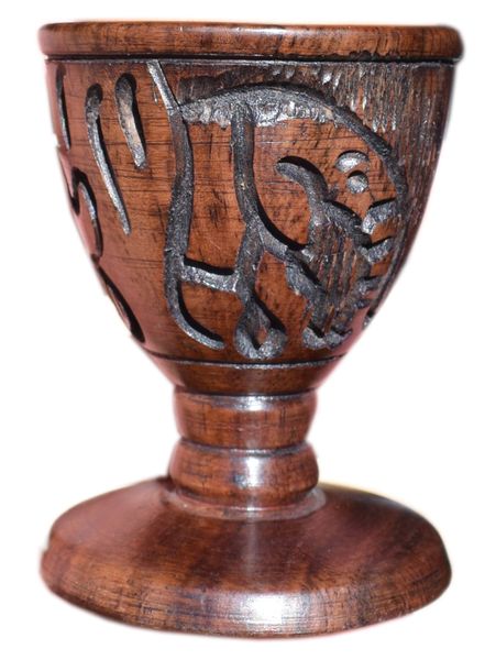 African Hand Carved Ebony Decorative Egg Holder
