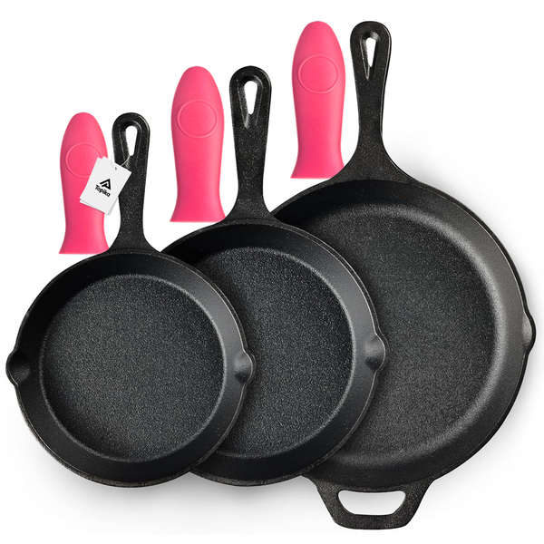 Topika Non-stick Grill Pans Cast Iron Griddle Pan 3 Set 20CM 25CM 30CM