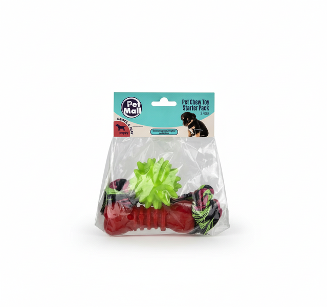 Pet Mall Puppy Toy Starter Pack, 3 Essential Chew Toys for Puppies