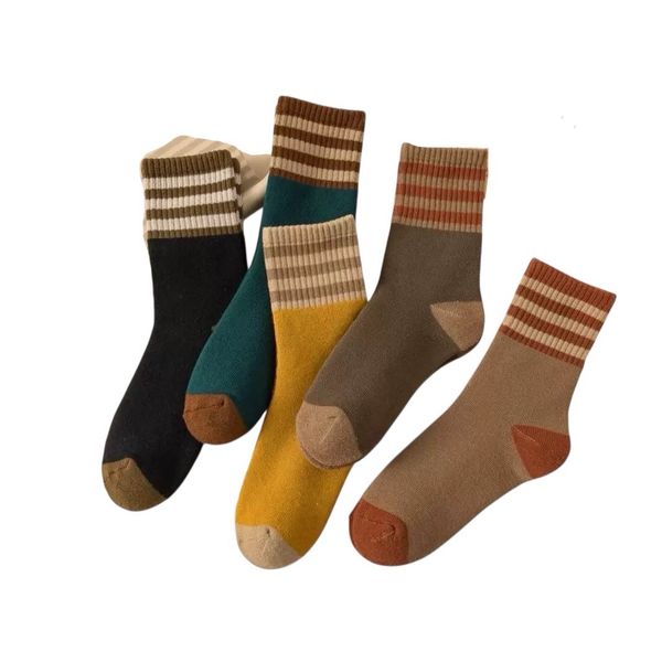 Autumn &amp; Winter Striped Terry Women's Socks - 10 Pairs (010)