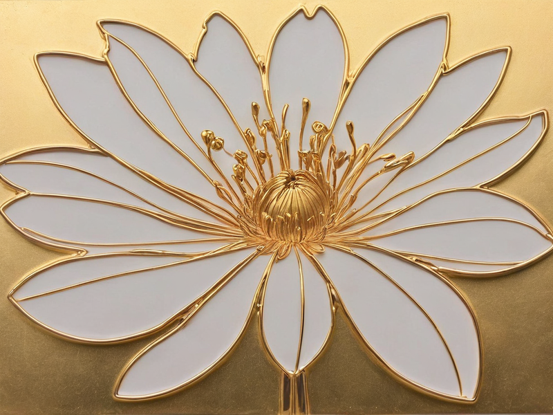 Canvas Wall Art Decor - Gold Flower 02 Artwork
