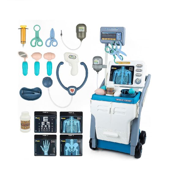Boss Kids 32 Pieces Doctor Simulated Medical Cart With Realistic Medical Functions