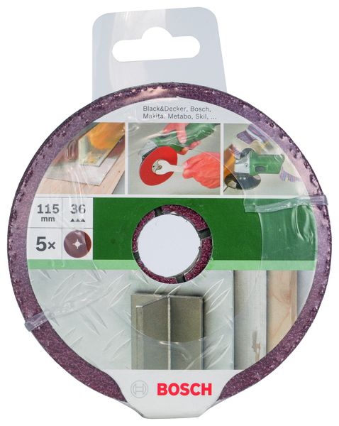 Fibre Sanding Disc for Angle Grinders, 115mm, 36, 5 Piece