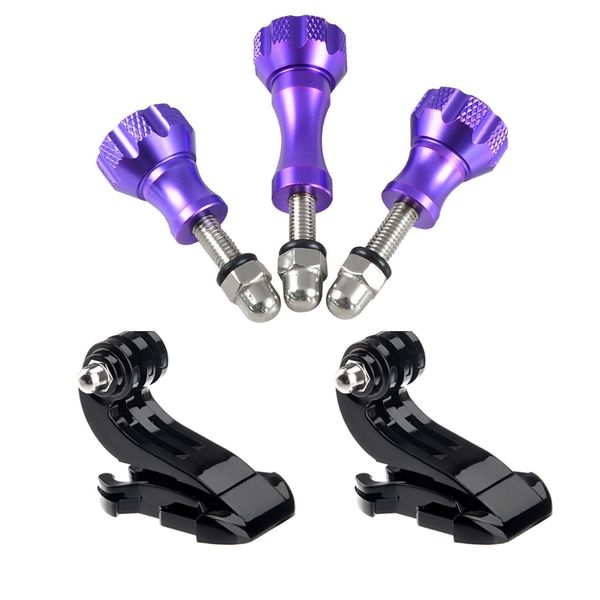 Aluminium Screws + J Hook Mounts for GoPro - Purple - 5pcs