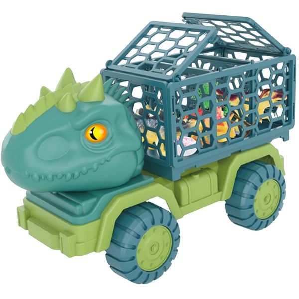 Dinosaur Toy Truck Carrier Set with Dinosaur Figurines - Toys for Boys - 13 Piece