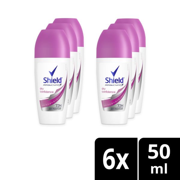 Shield Women Dry Confidence Antiperspirant Roll-On Deodorant 6x50ml