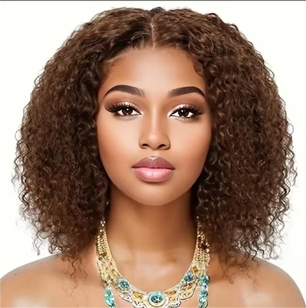 IPSTYLE Women Wig Brown Glueless Lace Front Wig 100% Human Hair Wig