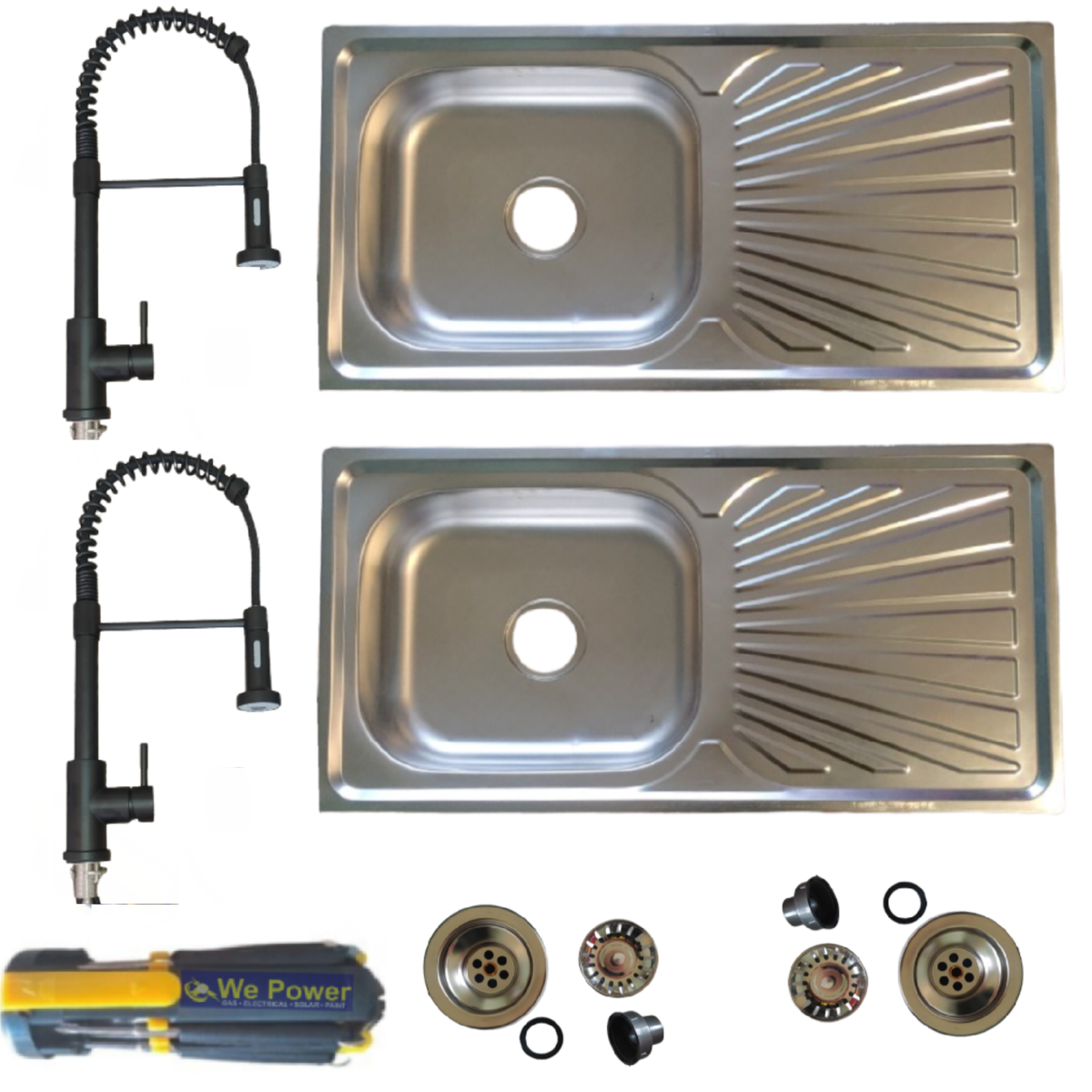 Sink Single Dropin 2 Kitchen sinks, 2 Spring Pull-out Tap, Screwdriver