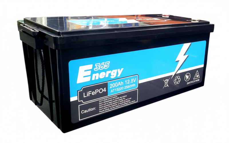 365Energy 12.8V 200Ah Lithium-Ion (LiFePO4) Battery with Battery Cables