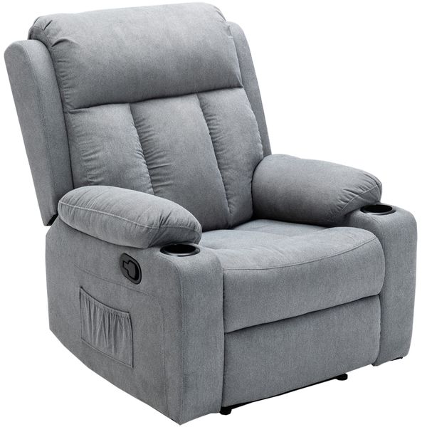 Recliner Chair Armchair Sofa Lounger Sleeper Couch 2 Cup Holder Pocket