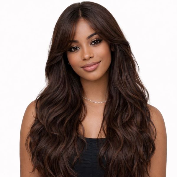 Long Loose Wave Dark Brown Wig for Women - Natural Look