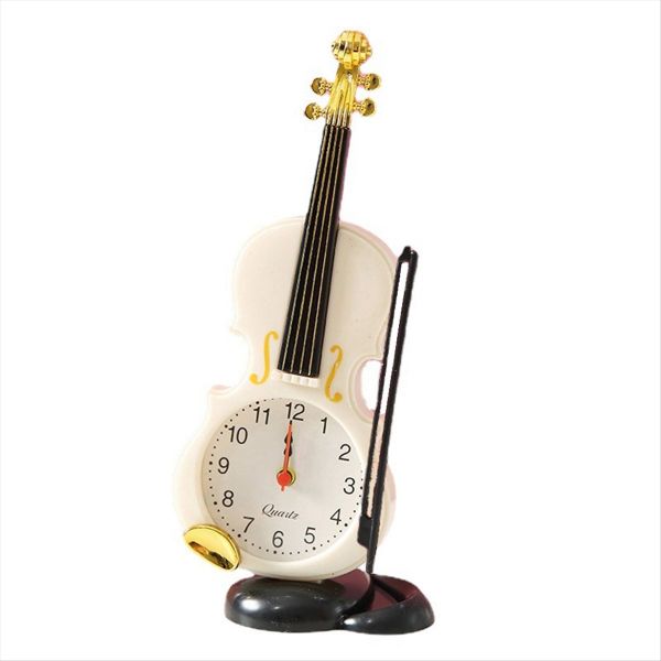 Simulation Violin Alarm Clock Musical Instrument Shape Table Clock Living R