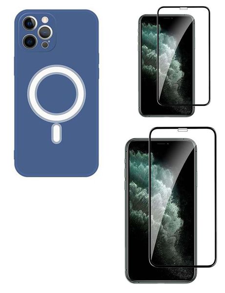 (Set of 3) Blue Silicone Cases Magnetic For Iphone 12/12pro/12 promax
