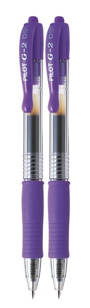 Pilot G-2 0.5 Fine Nib Gel Retractable Pen Pack of 2 - Violet