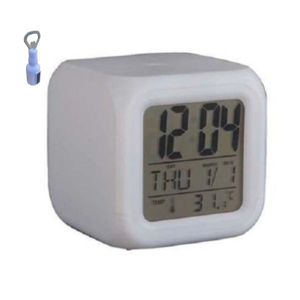 7 Color LED Change Digital Glowing Alarm Clock with Bottle Opener